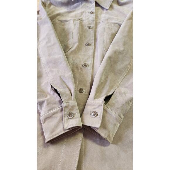 Y2K Vntg Suede Leather Monterey Bay Clothing Co. Button Down Tan Jacket Women XL - Picture 6 of 11